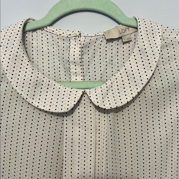 LOFT Cream and Black Polka Dot Blouse - Picture 4 of 6
